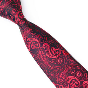 Deep Red Paisley Slim Tie