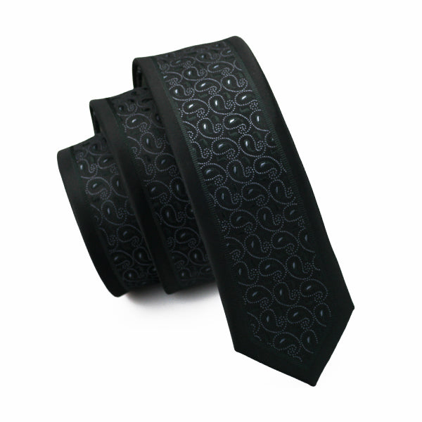 Black Paisley Slim Tie