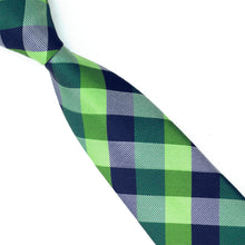 Load image into Gallery viewer, Green and Blue Plaid Slim Tie