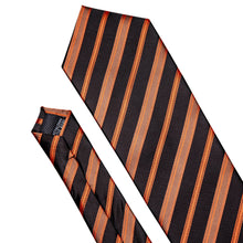 Load image into Gallery viewer, Black and Orange Gold Striped Tie Set
