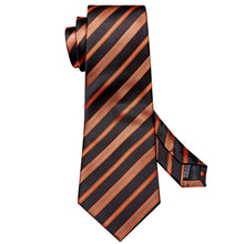Load image into Gallery viewer, Black and Orange Gold Striped Tie Set
