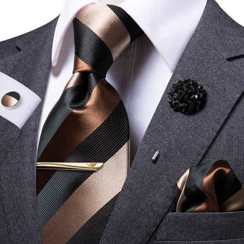 Black Copper Striped Tie Set