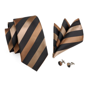 Black Copper Striped Tie Set