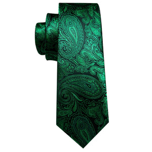 Emerald Green Paisley Tie Set