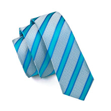 Load image into Gallery viewer, Sky Blue Striped Slim Tie