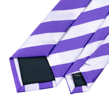 Load image into Gallery viewer, Purple and White Striped Slim Tie