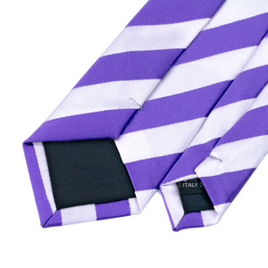 Purple and White Striped Slim Tie