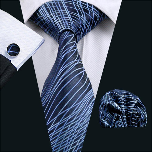 Royal Blue Geometric Tie Set