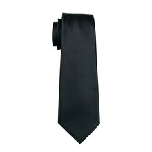 Load image into Gallery viewer, Satin Black Solid Silk Tie