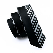 Load image into Gallery viewer, White and Black Geometric Slim Tie