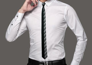 White and Black Geometric Slim Tie