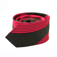 Load image into Gallery viewer, Red and Black Geometric Slim Tie