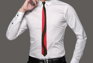 Red and Black Geometric Slim Tie