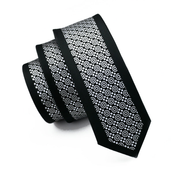Black and White Geometric Slim Tie