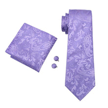 Load image into Gallery viewer, Blue Violet Paisley Tie Set
