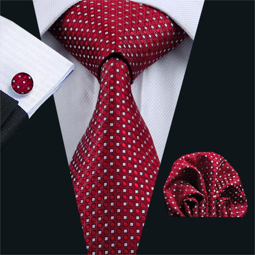 Red Geometric Tie Set