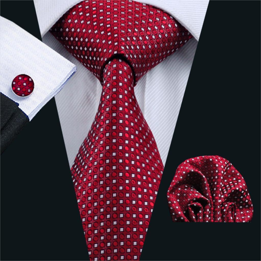 Red Geometric Tie Set