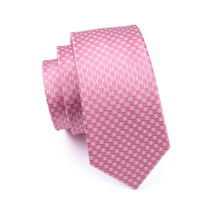 White and Pink Plaid Tie Set