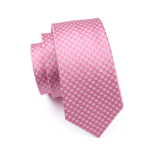 White and Pink Plaid Tie Set