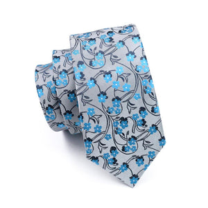 Silver Floral Tie Set