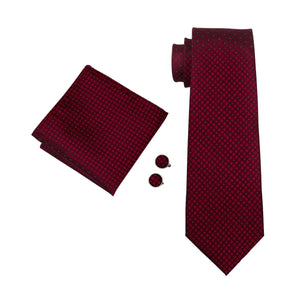 Dark Red Plaid Tie Set