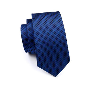 Blue Dots Geometric Tie Set