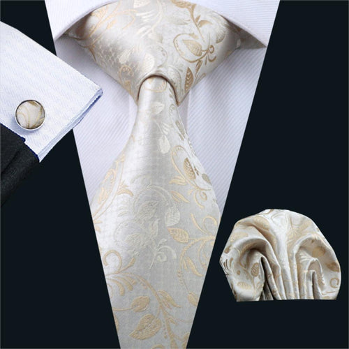 Beige Floral Tie Set