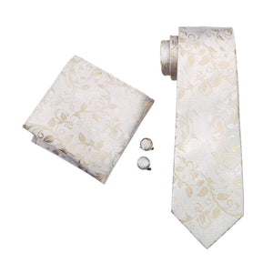 Beige Floral Tie Set