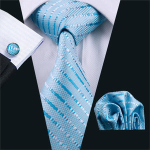 Ice Blue Striped Tie Set