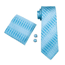 Load image into Gallery viewer, Ice Blue Striped Tie Set