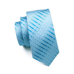 Ice Blue Striped Tie Set