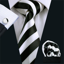 Load image into Gallery viewer, Black and White Striped Tie Set