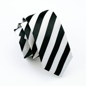Black and White Striped Tie Set