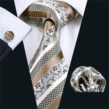 Load image into Gallery viewer, Gold and White Striped Tie Set