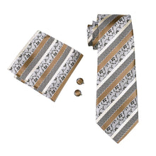 Load image into Gallery viewer, Gold and White Striped Tie Set