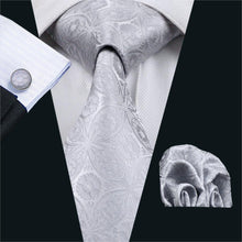 Load image into Gallery viewer, Platinum Floral Tie Set