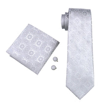 Load image into Gallery viewer, Platinum Floral Tie Set