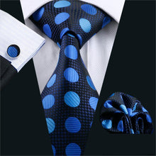 Load image into Gallery viewer, Navy and Royal Blue Dot Tie Set