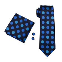Load image into Gallery viewer, Navy and Royal Blue Dot Tie Set