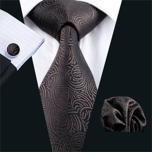 Brown Geometric Tie Set