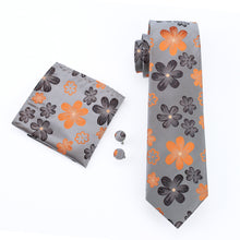 Load image into Gallery viewer, Brown and Orange Floral Tie Set
