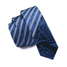 Load image into Gallery viewer, Midnight Blue Striped Slim Tie