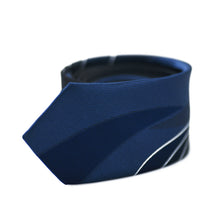 Load image into Gallery viewer, Deep Blue and Black Geometric Slim Tie