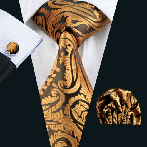 Golden Paisley Tie Set