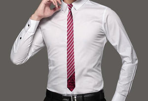 Deep Red Striped Slim Tie
