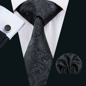 Blacked Out Paisley Tie Set