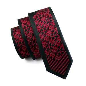 Black and Red Geometric Slim Tie