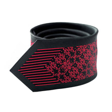 Load image into Gallery viewer, Black and Red Geometric Slim Tie