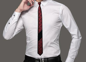 Black and Red Geometric Slim Tie