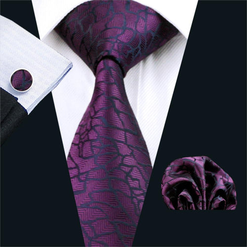 Purple Marble Geometric Tie Set